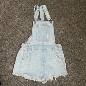 Light blue denim wash overalls